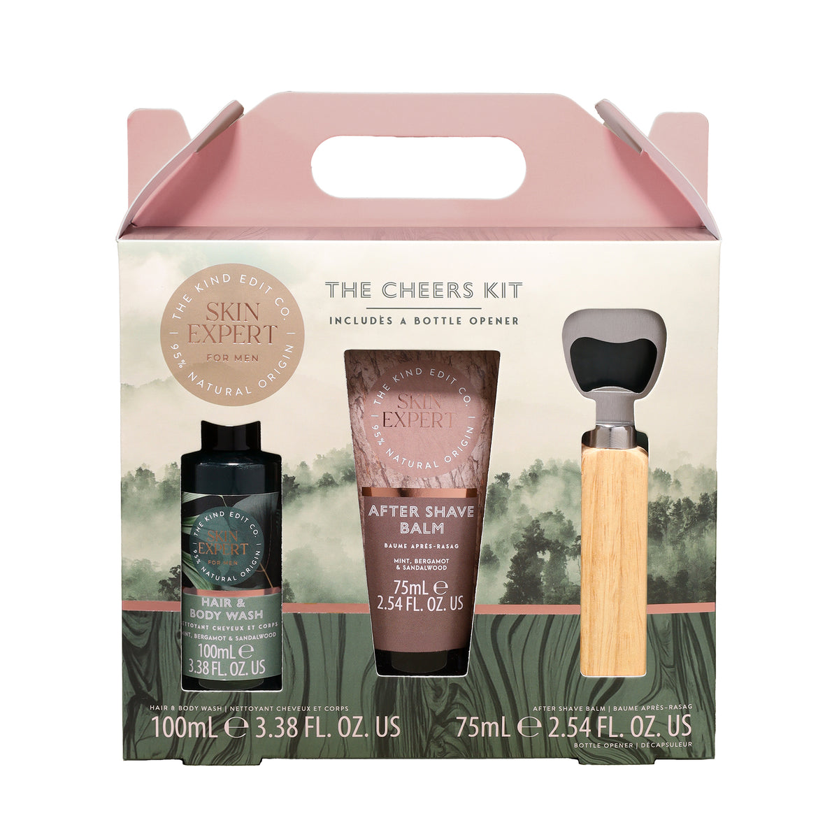 The Kind Edit Co. Skin Expert The Cheers Kit Gift Set 100ml Hair & Body Wash + 75ml After Shave Balm + 1x Bottle Opener