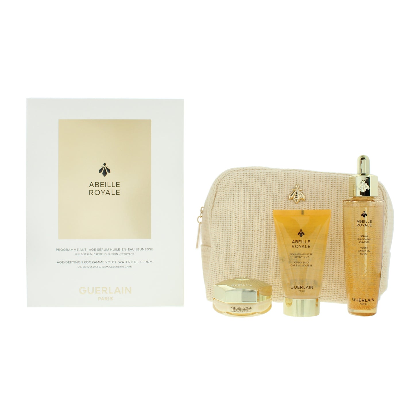 Guerlain Abeille Royale Gift Set: Watery Oil Serum 50ml - Day Cream 15ml - Cleansing Mousse 40ml