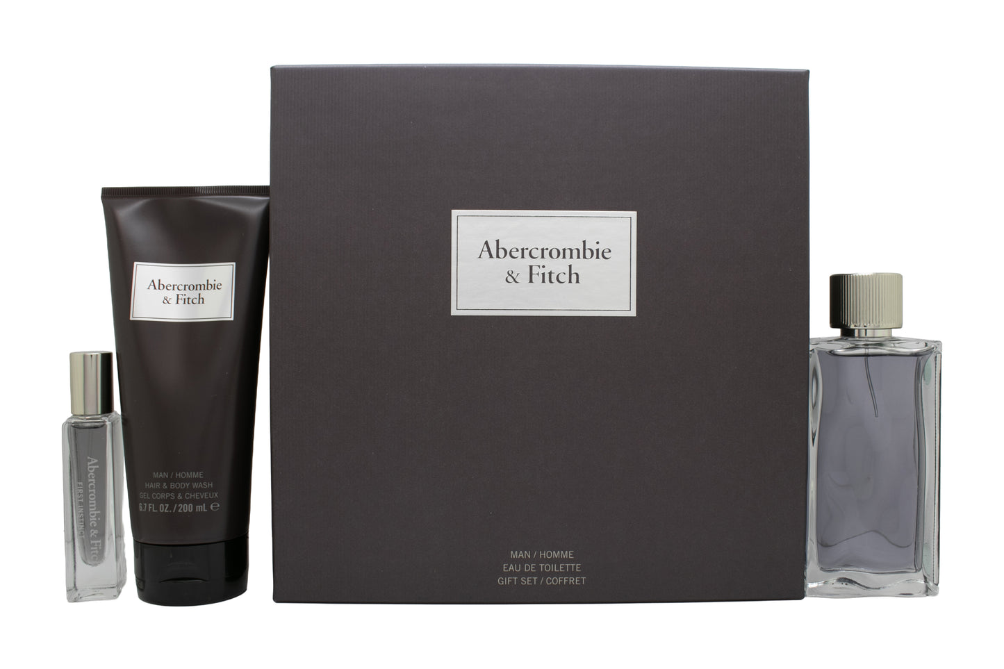 Abercrombie & Fitch First Instinct Gift Set 100ml EDT + 15ml EDT + 200ml Hair & Body Wash