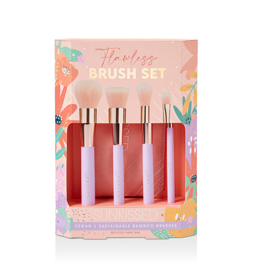 Sunkissed Flawless Brush Set 5 Pieces (This set contains:  Blusher Brush Powder Brush Blending Brush Eyeshadow Brush Cosmetic Bag)