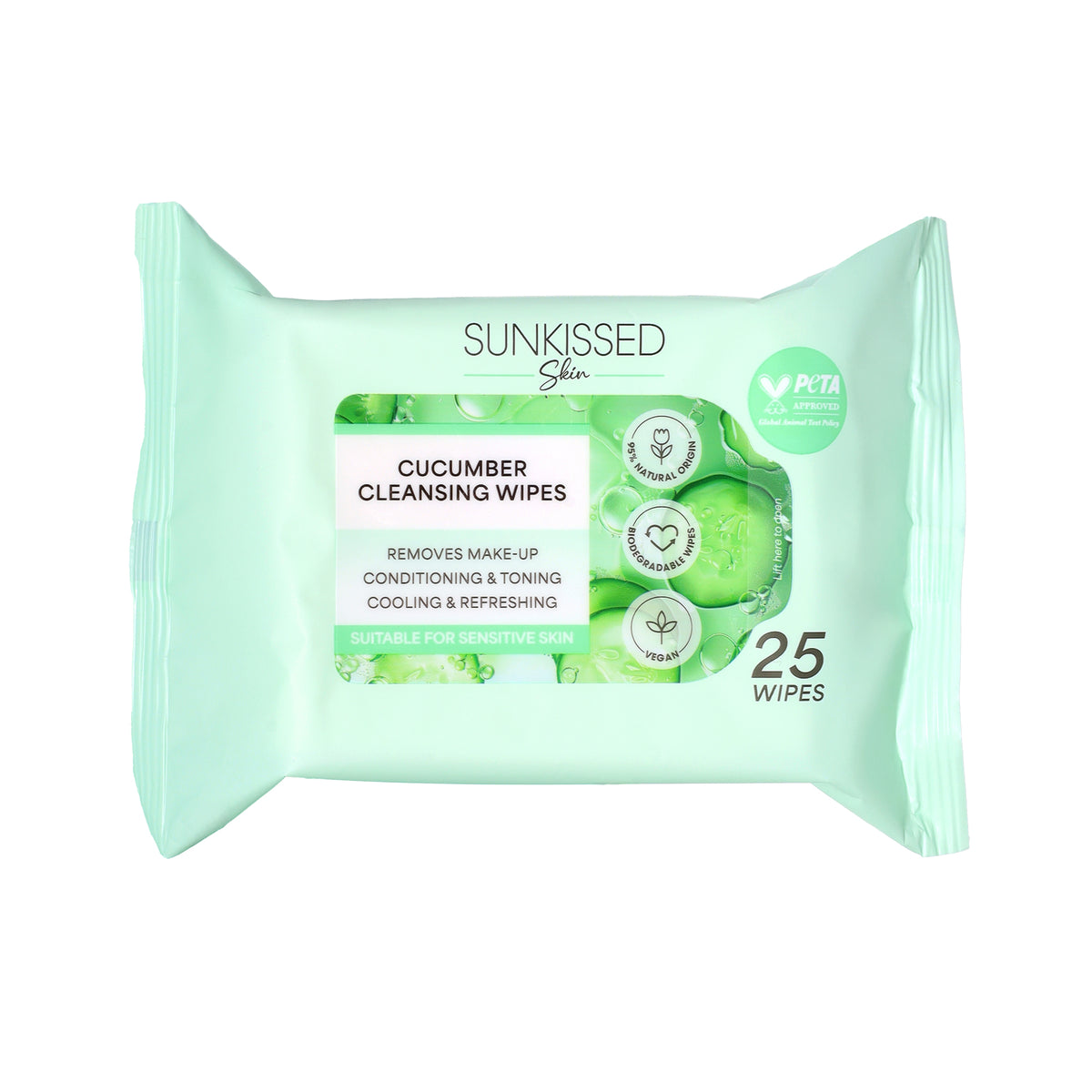 Sunkissed Skin Cucumber Cleansing Wipes - 25 Pieces