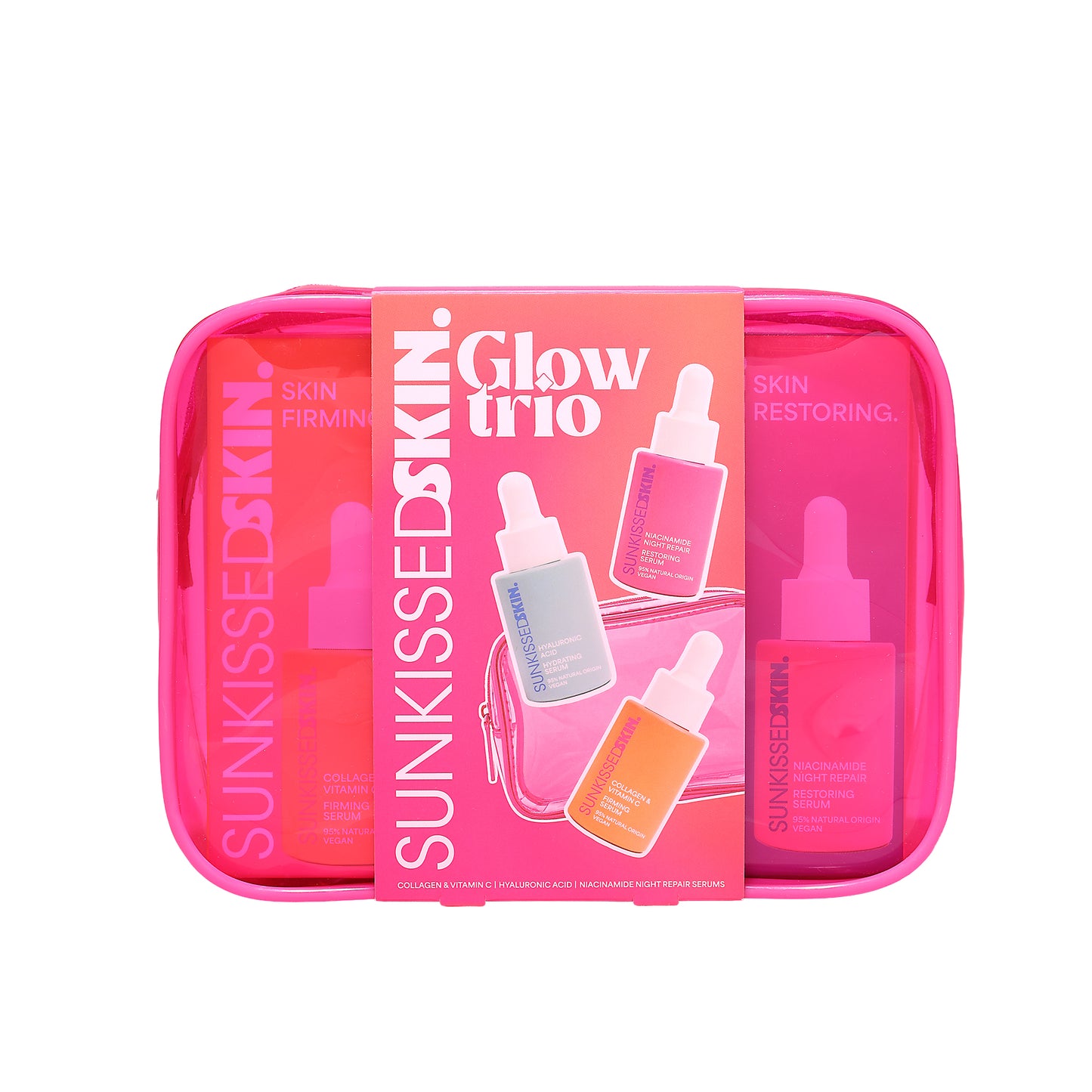 Sunkissed Skin Glow Trio Serum Gift Set 1x Bag + 30ml Collagen Serum + 30ml Niacinamide Serum + 30ml Hyaluronic Acid Serum