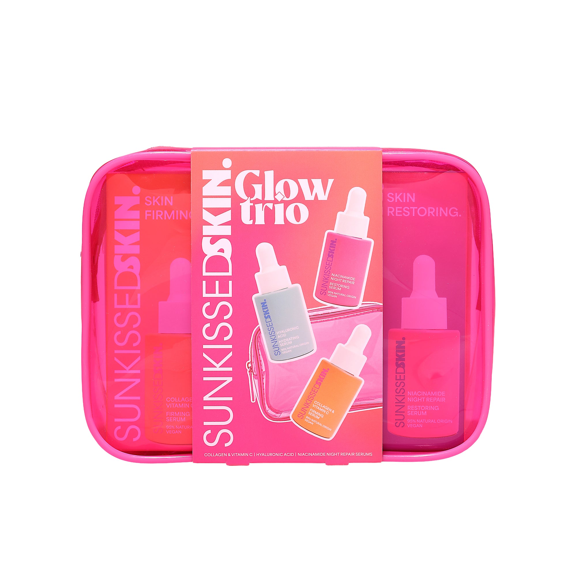 Sunkissed Skin Glow Trio Serum Gift Set 1x Bag + 30ml Collagen Serum + 30ml Niacinamide Serum + 30ml Hyaluronic Acid Serum